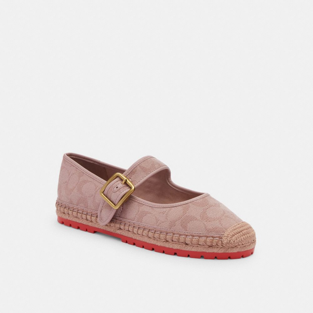 COACH® Courtney Espadrille In Signature Canvas Fritidssko Dame Lyselyserød | DKGSB761