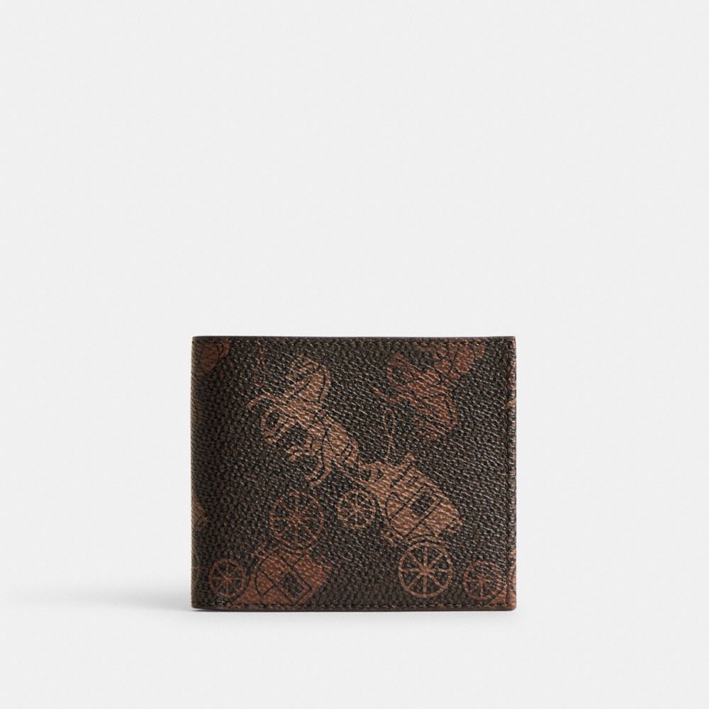 COACH® Double Billfold With Large Horse And Carriage Print Pung Herre Grå | DKTCF832