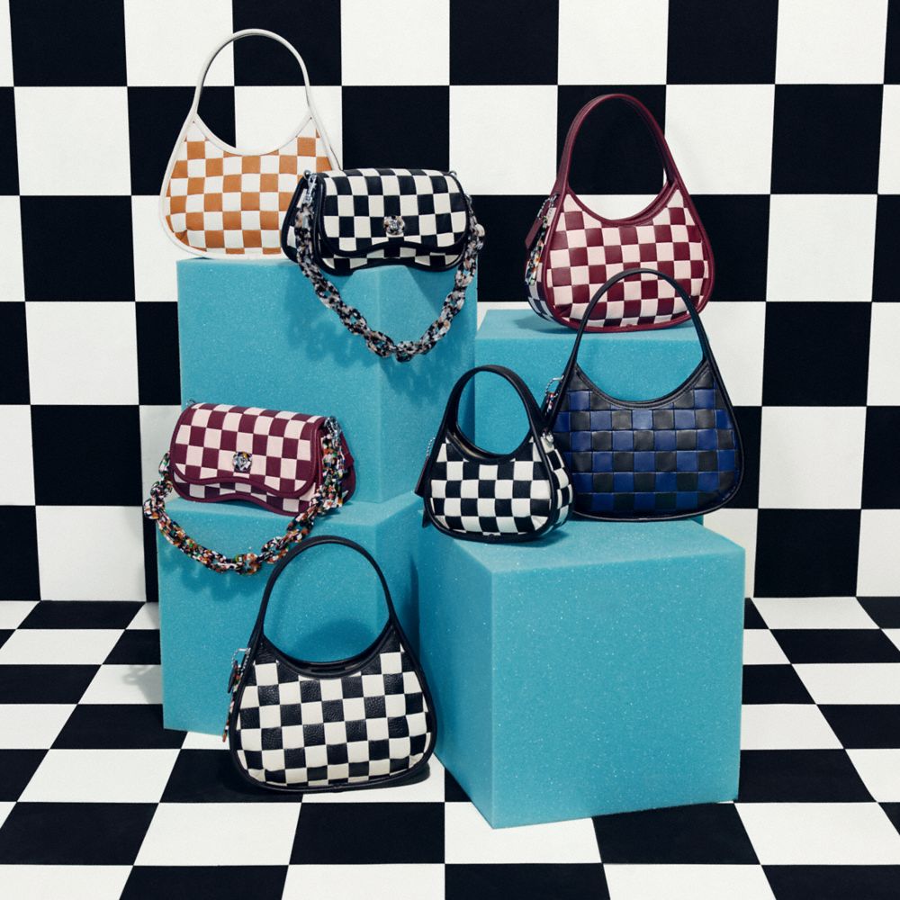 COACH® Ergo In Checkerboard Patchwork Upcrafted Leather Skulder Taske Dame Sort | DKGSX218