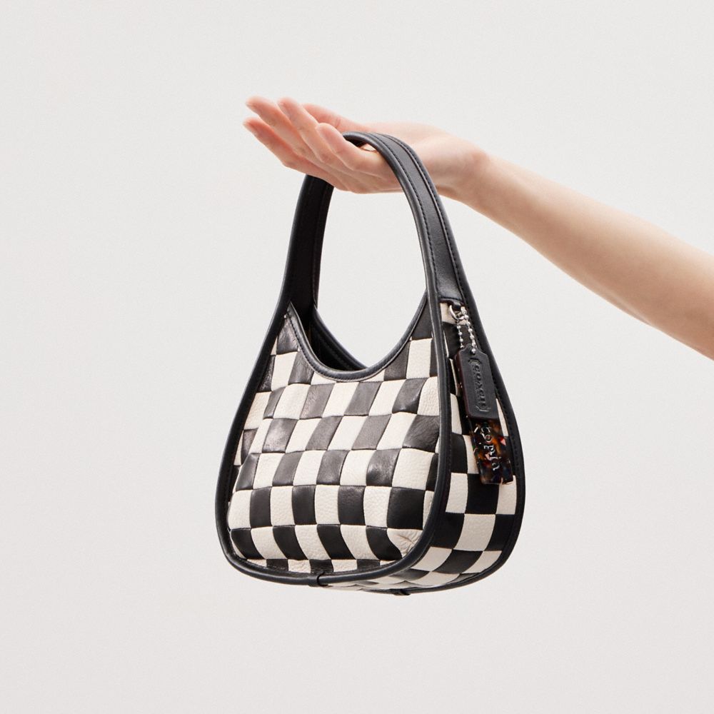 COACH® Ergo In Checkerboard Patchwork Upcrafted Leather Skulder Taske Dame Sort | DKGSX218