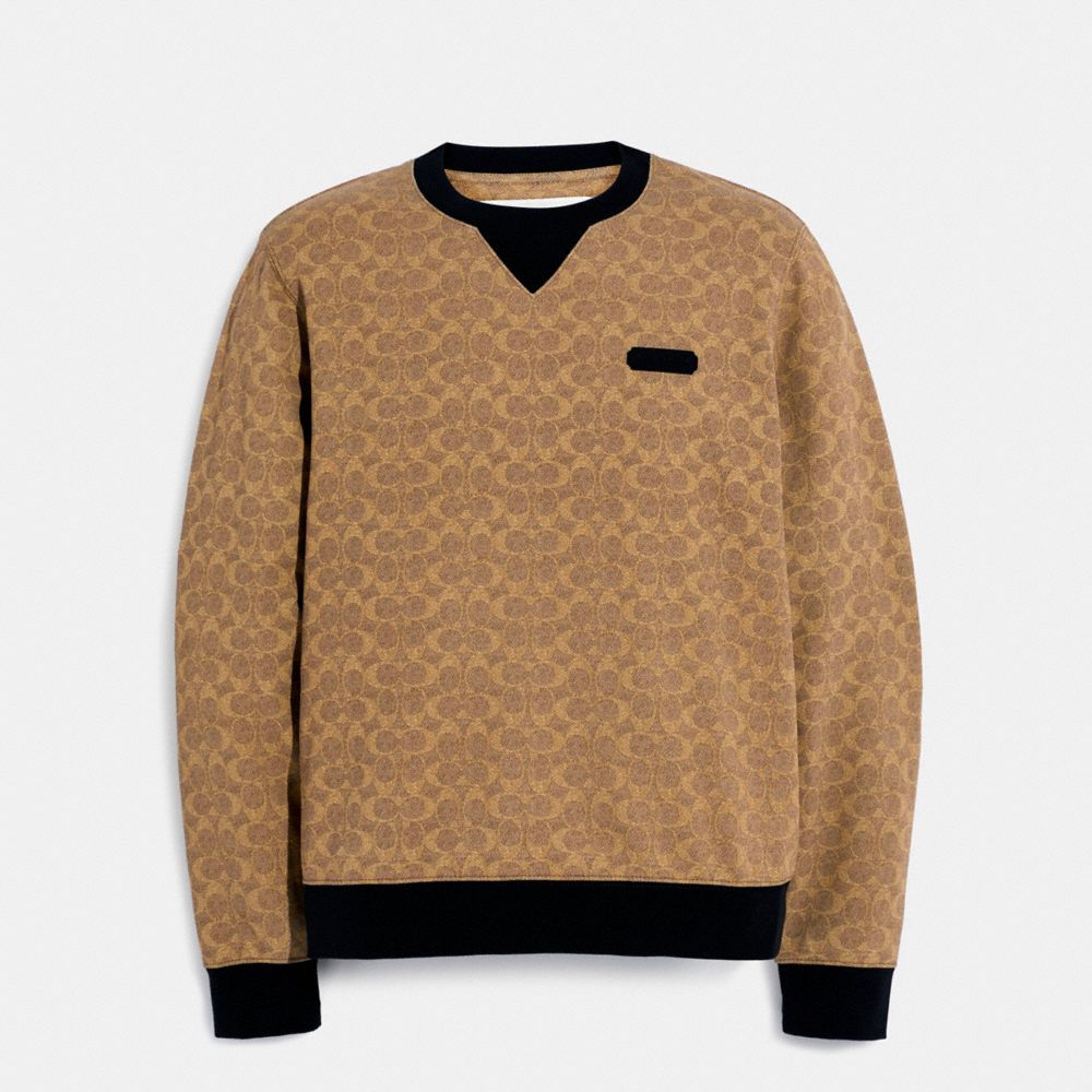 COACH® Essential Crewneck In Signature Skjorte Herre Brune | DKMQY905