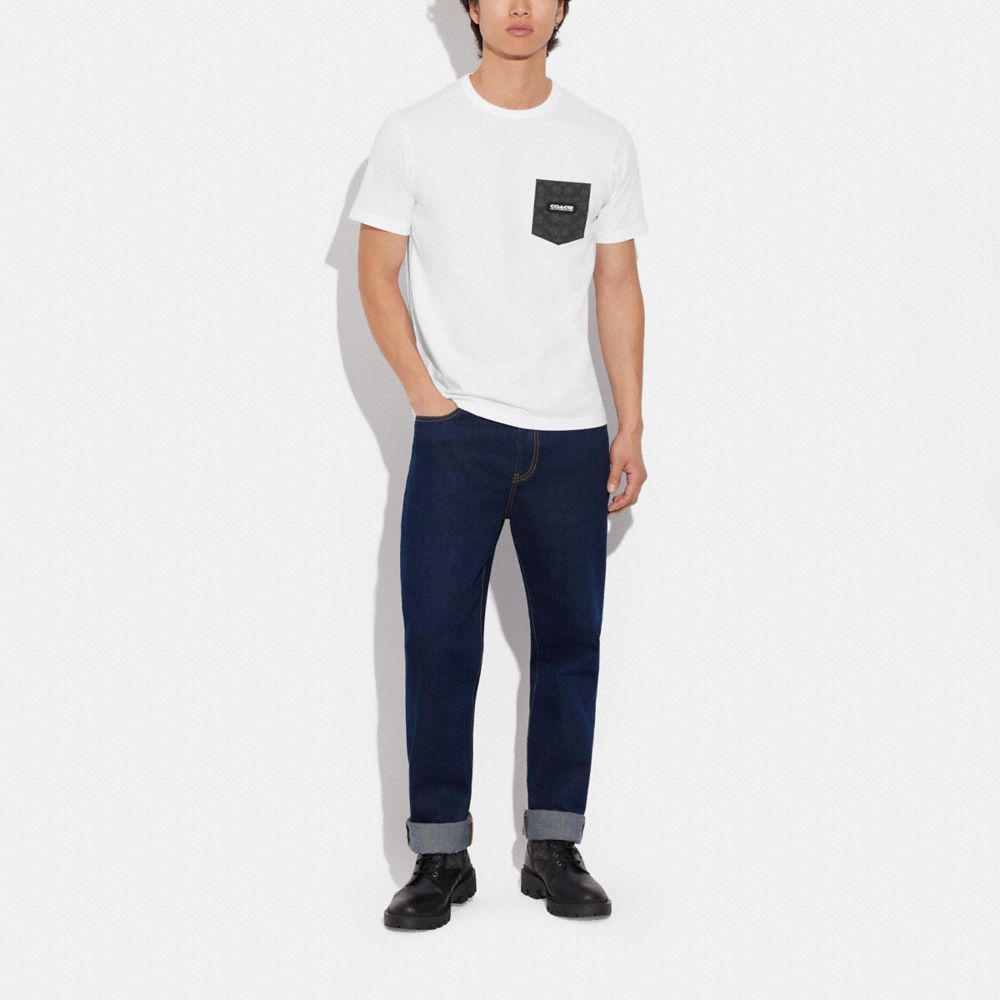 COACH® Essential Pocket In Organic Cotton T Shirts Herre Hvide Grå | DKLIM898