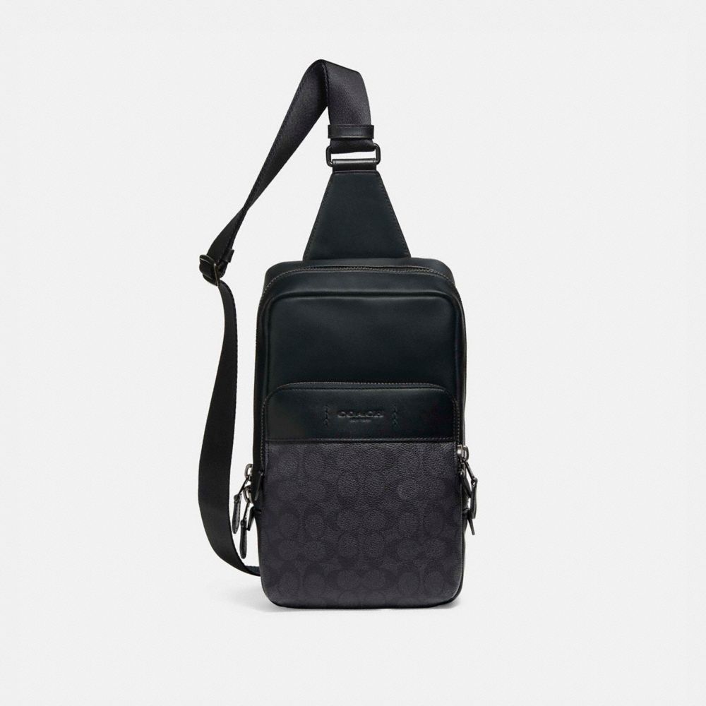 COACH® Gotham Pack In Signature Canvas Håndtaske Dame Sort Kobber Grå | DKYXM250