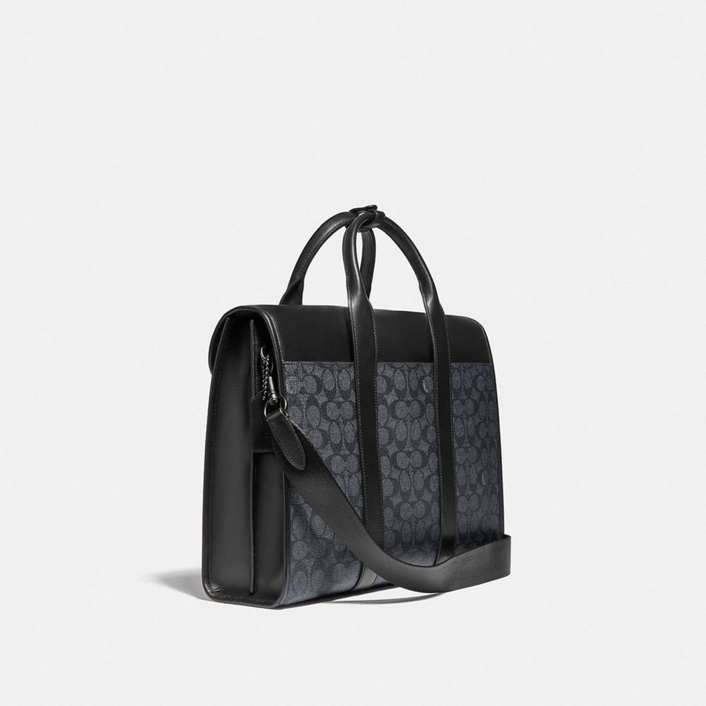 COACH® Gotham Portfolio In Signature Canvas Håndtaske Herre Sort Kobber Grå | DKZUW847