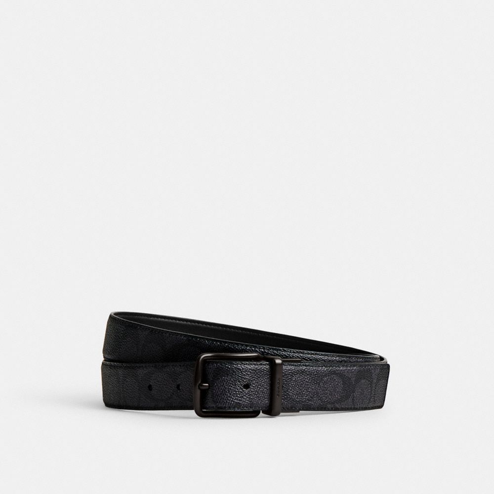 COACH® Harness Buckle Cut To Size Reversible, 38 Mm Bælte Herre Grå Sort | DKSGN816