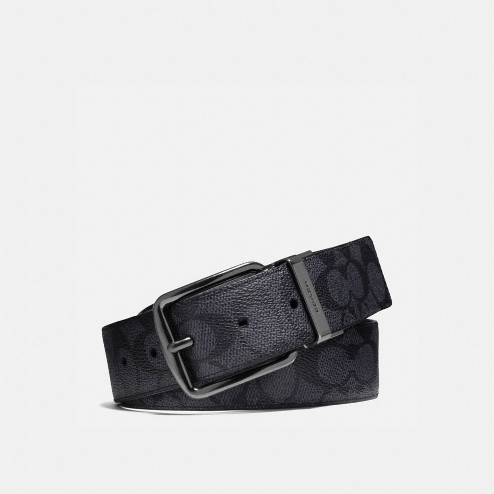 COACH® Harness Buckle Cut To Size Reversible, 38 Mm Bælte Herre Grå Sort | DKILW820