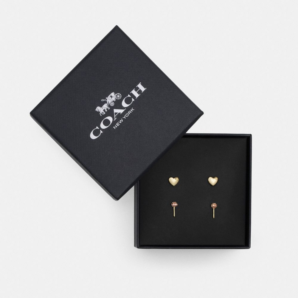 COACH® Heart And Lollipop Stud Set Øreringe Dame Guld Flerfarvede | DKCDK537