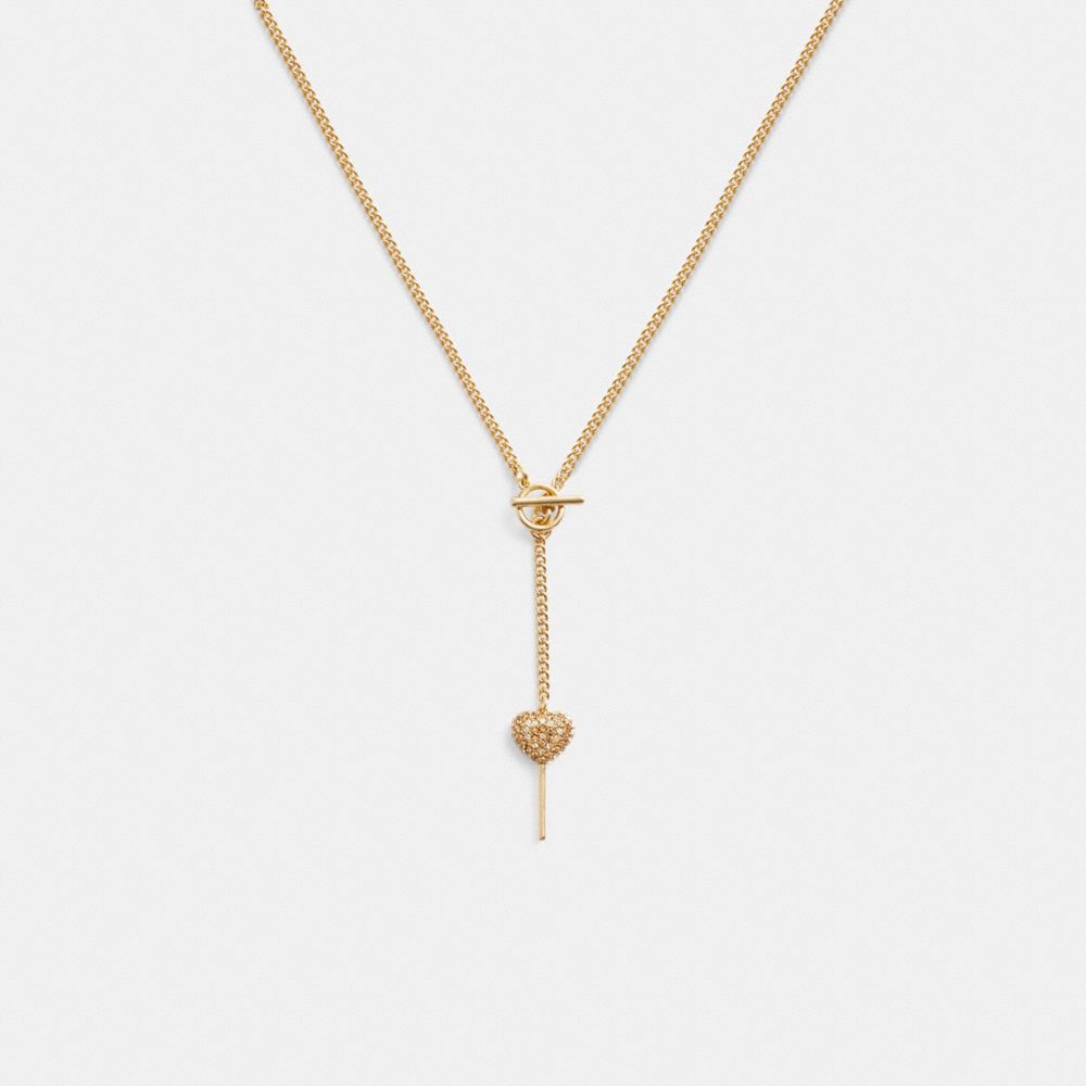 COACH® Heart Lollipop Lariat Halskæde Dame Guld | DKFDI502