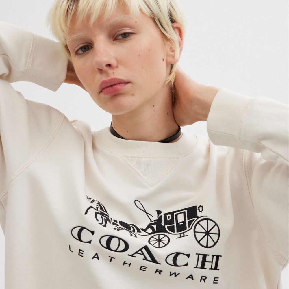 COACH® Horse And Carriage Crewneck Sweatshirt Dame Hvide | DKMQK593