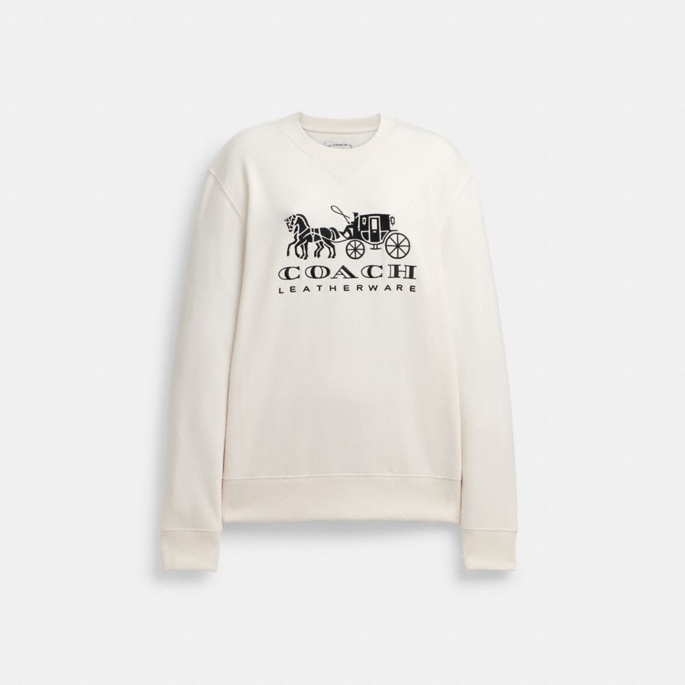 COACH® Horse And Carriage Crewneck Sweatshirt Dame Hvide | DKMQK593