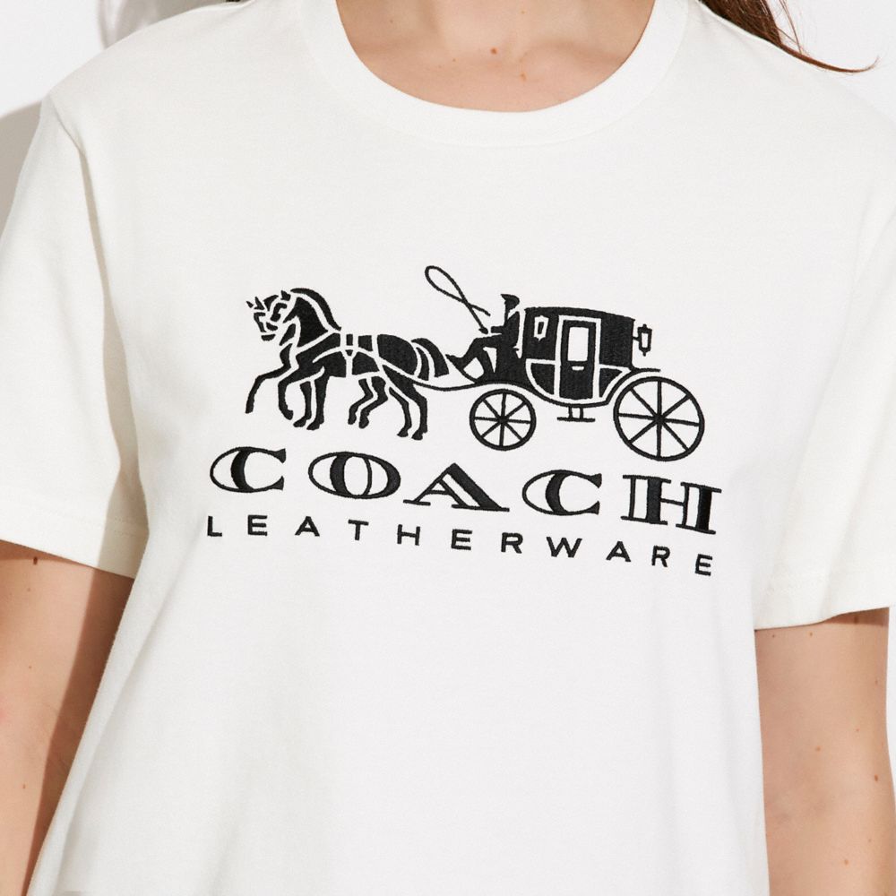 COACH® Horse And Carriage In Organic Cotton T Shirts Dame Hvide | DKSDK579