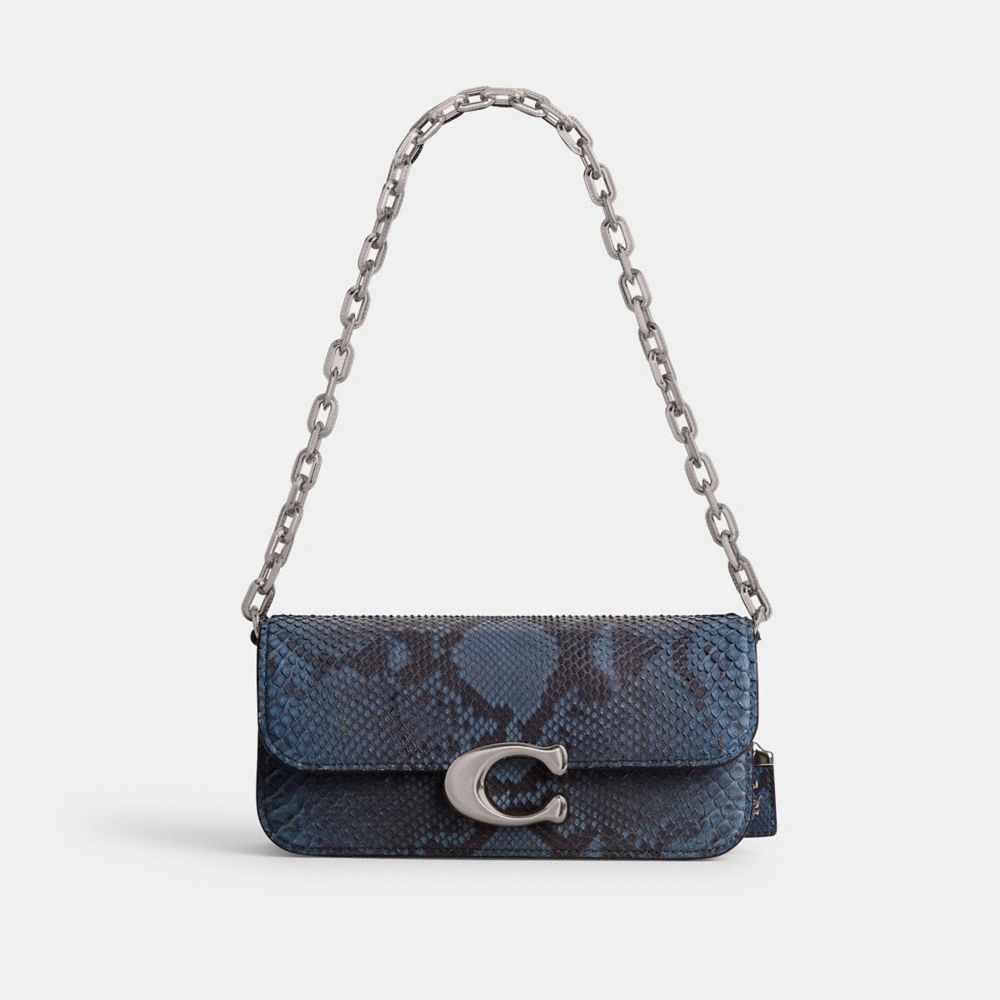 COACH® Idol 23 In Python Skulder Taske Dame Sølv Blå | DKYXS209