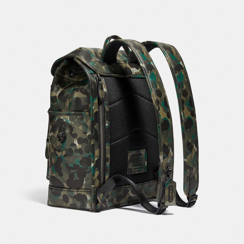 COACH® League Flap With Camo Print Rygsæk Herre Sort Grøn Blå | DKTCS884