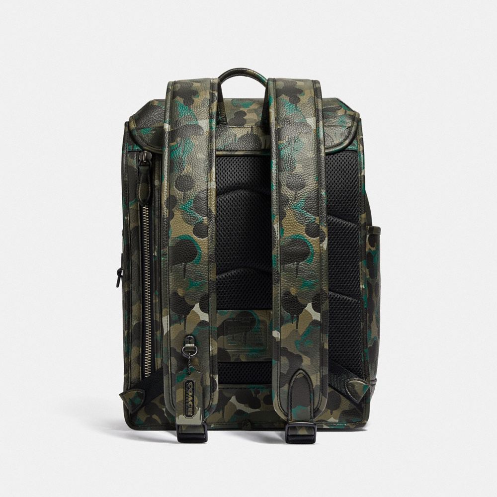 COACH® League Flap With Camo Print Rygsæk Herre Sort Grøn Blå | DKTCS884