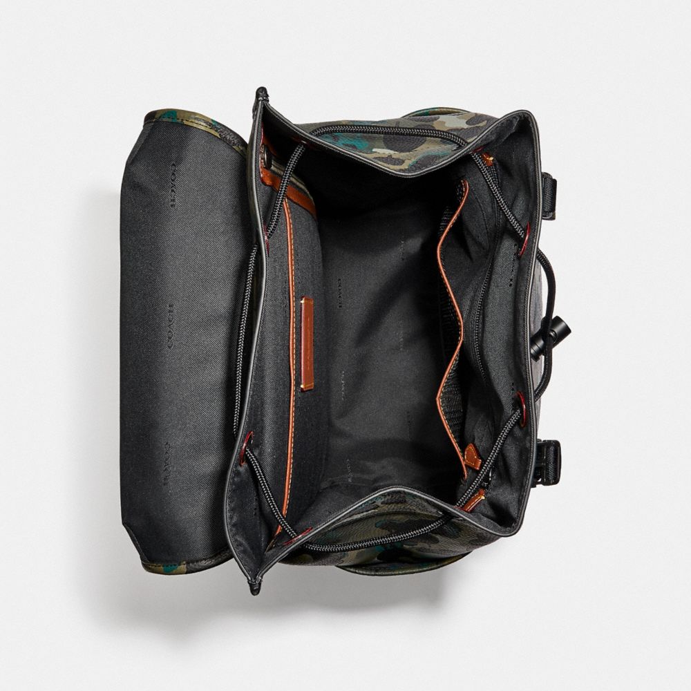 COACH® League Flap With Camo Print Rygsæk Herre Sort Grøn Blå | DKTCS884