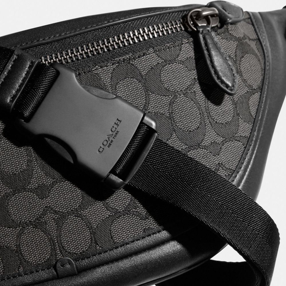 COACH® League In Signature Jacquard Bæltetasker Dame Grå Sort | DKFDF346