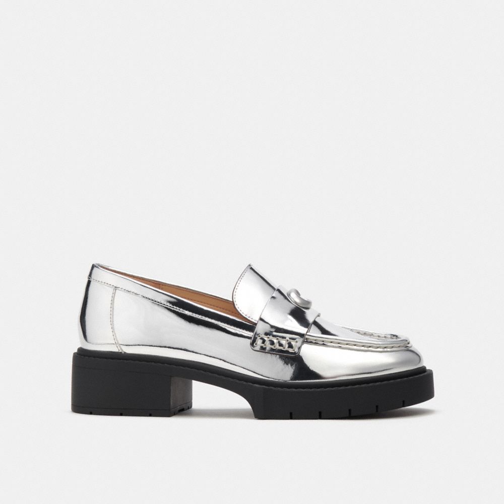 COACH® Leah In Metallic Loafer Dame Sølv | DKFDM737