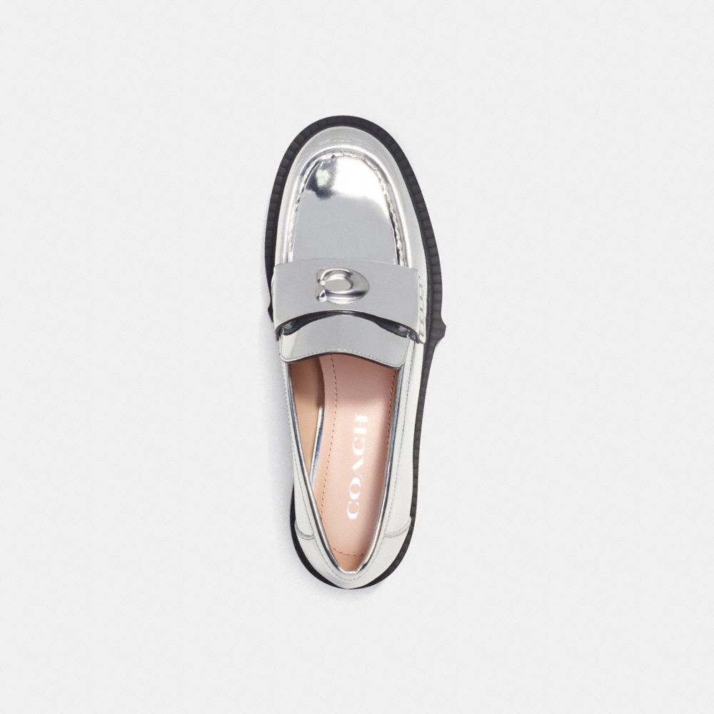 COACH® Leah In Metallic Loafer Dame Sølv | DKFDM737