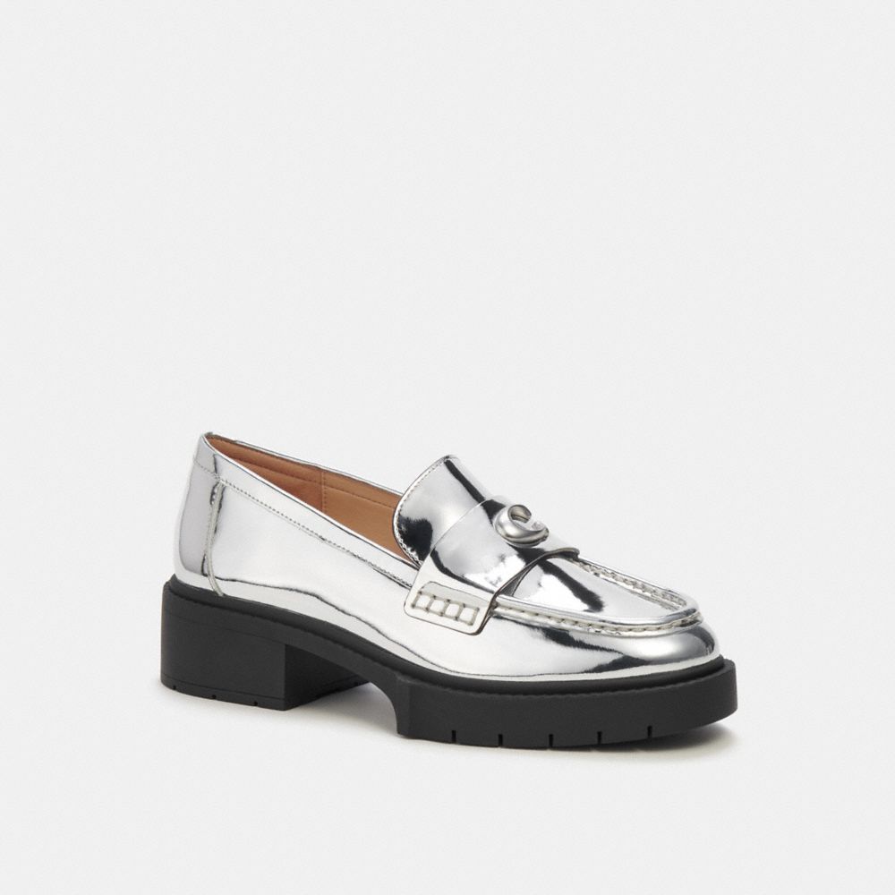 COACH® Leah In Metallic Loafer Dame Sølv | DKFDM737