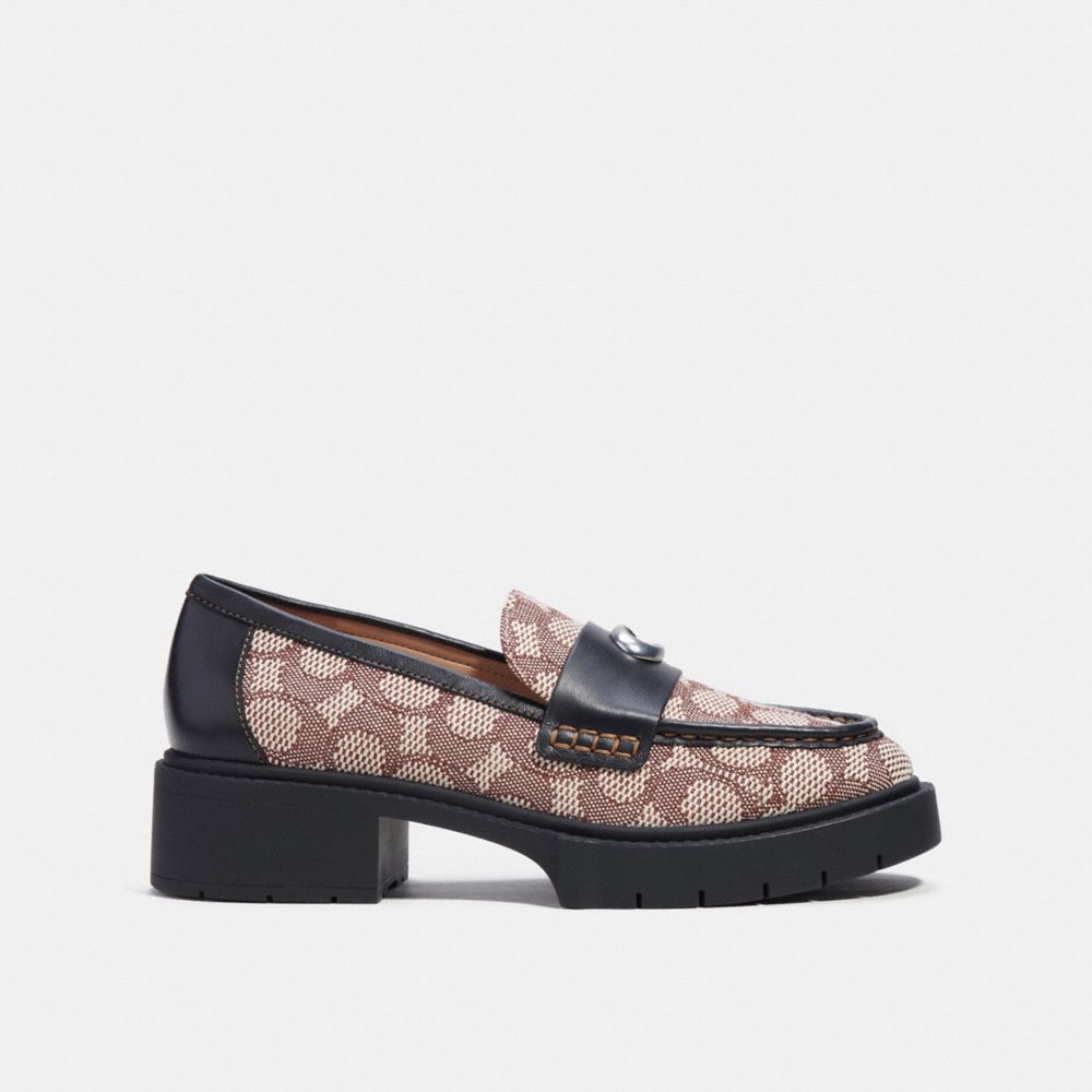 COACH® Leah In Signature Jacquard Loafer Dame Sort | DKGSQ738