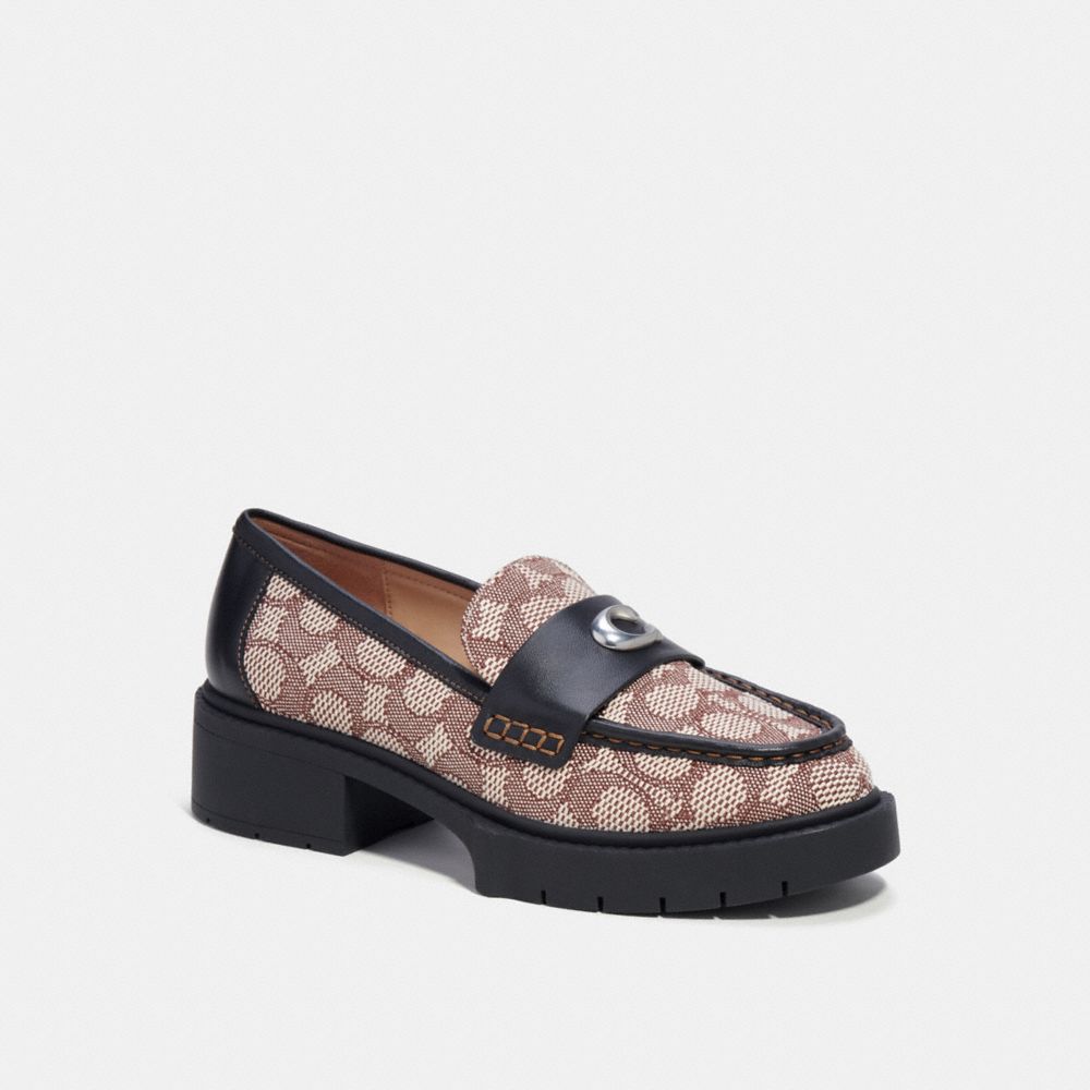 COACH® Leah In Signature Jacquard Loafer Dame Sort | DKGSQ738