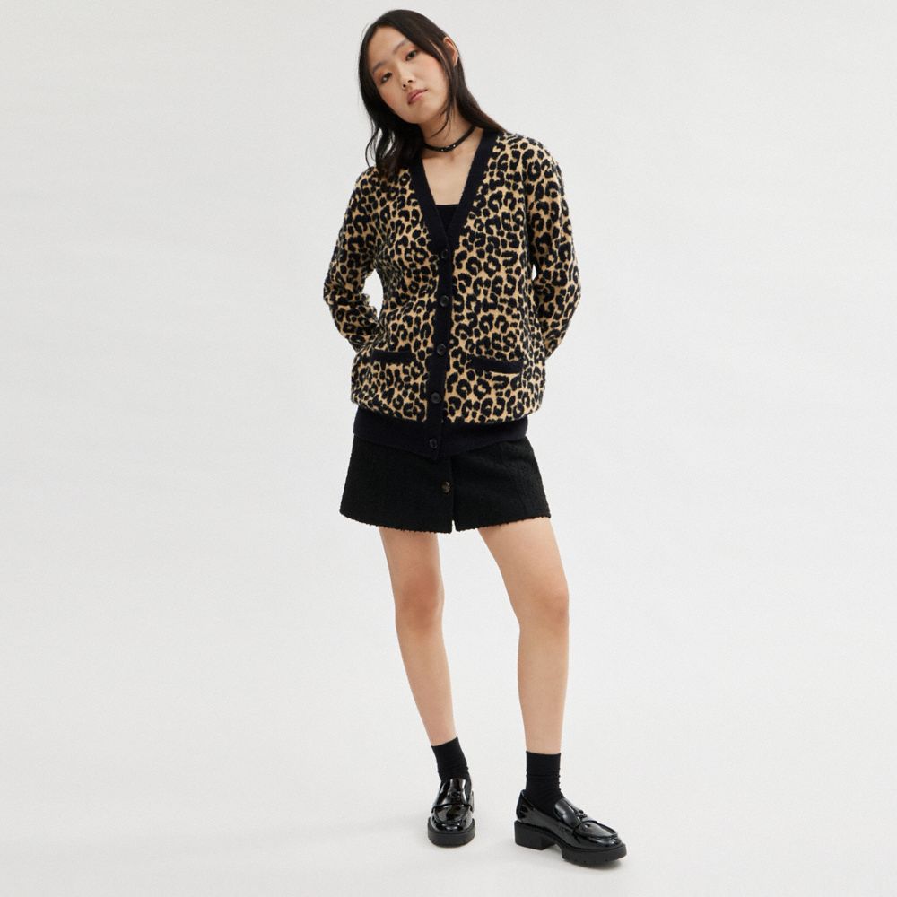 COACH® Leopard Cardigan Skjorte Dame Brune Flerfarvede | DKEBZ622