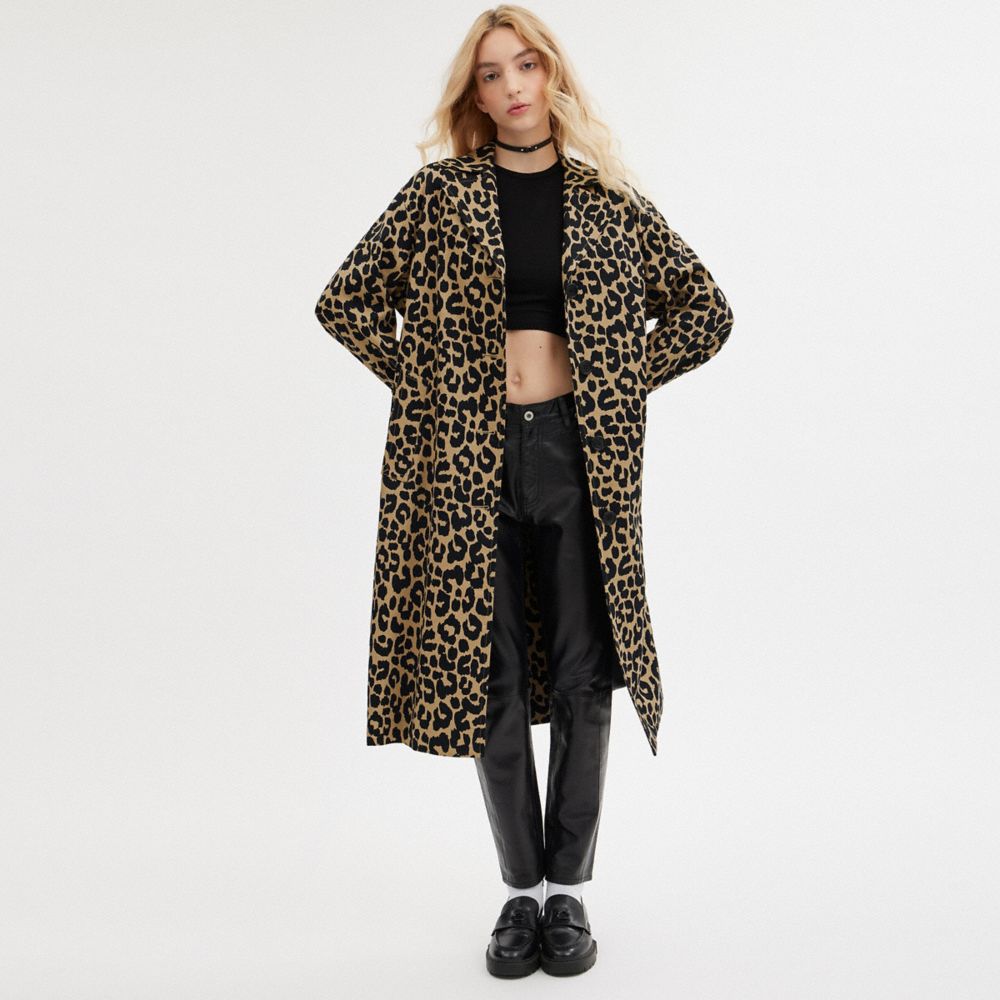 COACH® Leopard Oversized Trench Frakke Dame Leopard | DKGSE686