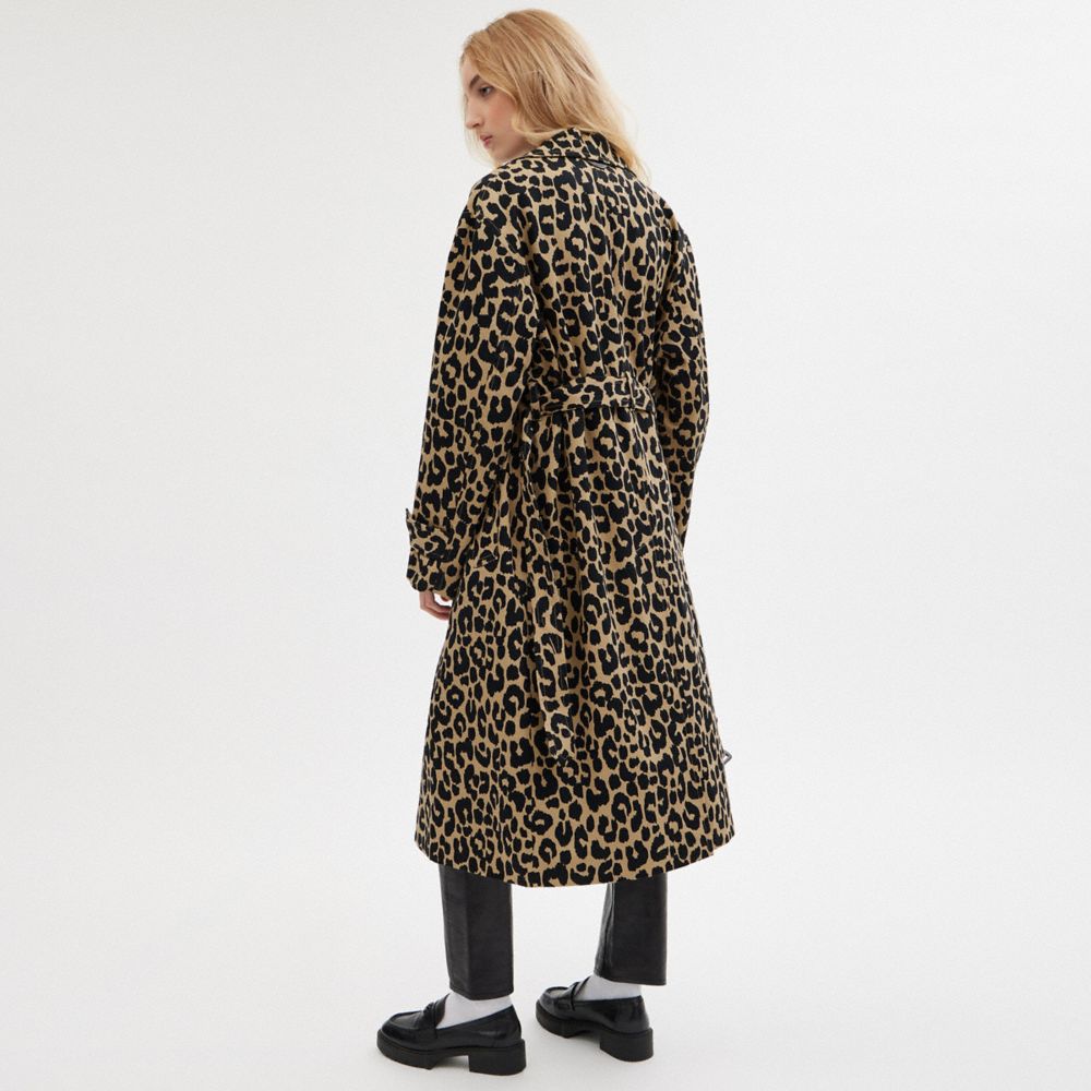 COACH® Leopard Oversized Trench Frakke Dame Leopard | DKGSE686