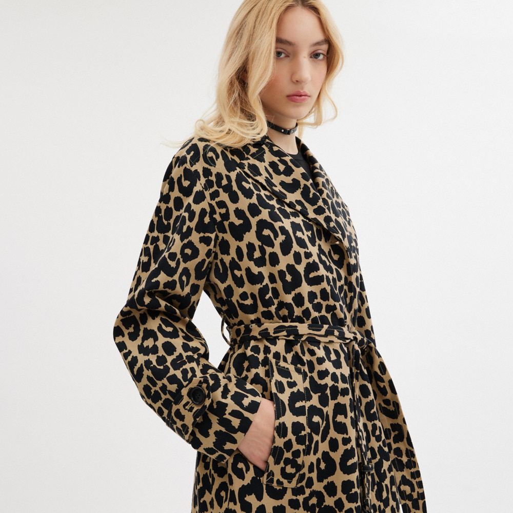 COACH® Leopard Oversized Trench Frakke Dame Leopard | DKGSE686