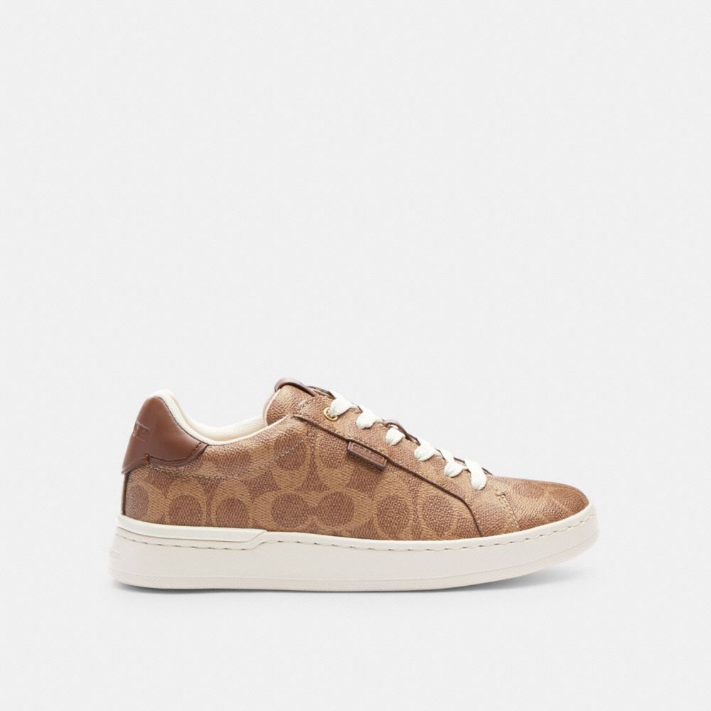 COACH® Lowline Luxe Low Top Sneakers Dame Brune | DKMQF697