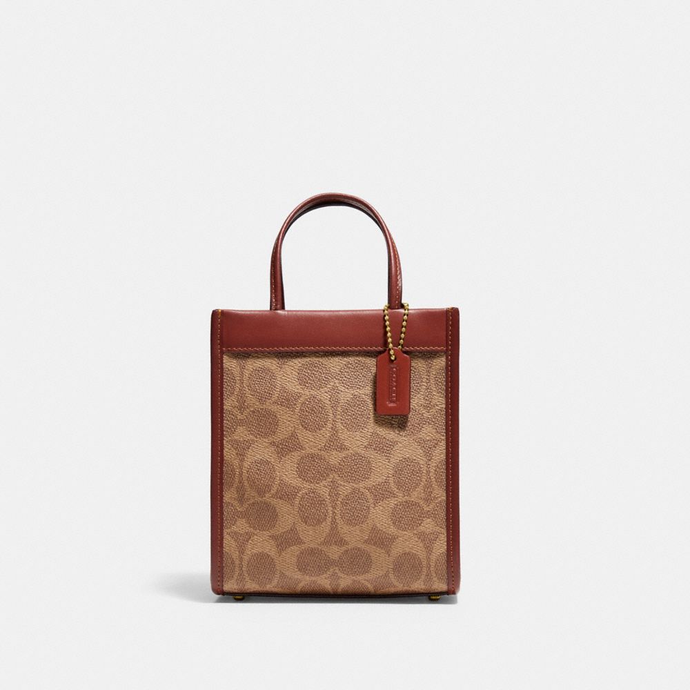 COACH® Mini Cashin In Signature Canvas Mulepose Dame Brune Rød | DKWNP153