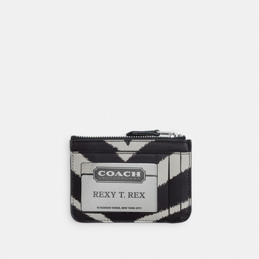 COACH® Mini Skinny Id Case With Zebra Print Pung Dame Sølv | DKILK107