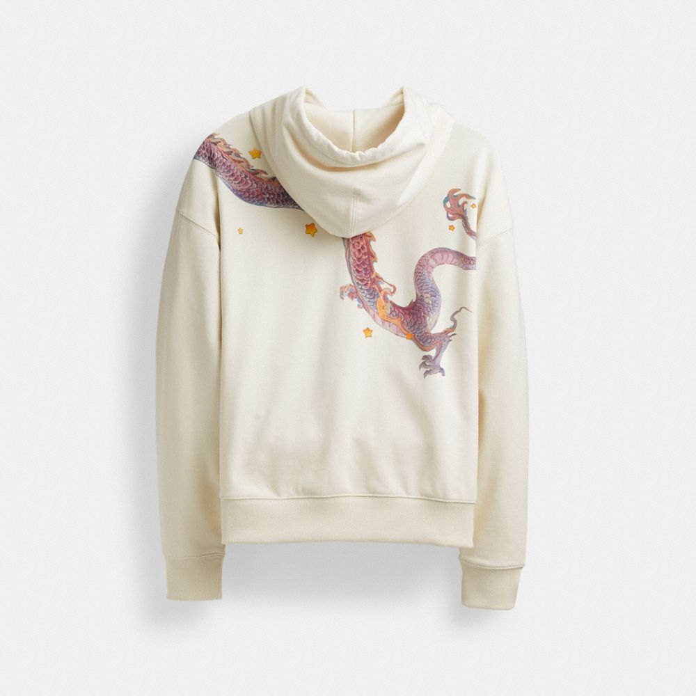 COACH® New Yearie Sweatshirt With Dragon Hættetrøje Herre Hvide | DKRVW928