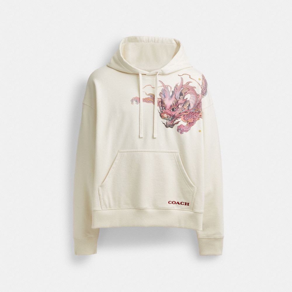 COACH® New Yearie Sweatshirt With Dragon Hættetrøje Herre Hvide | DKRVW928