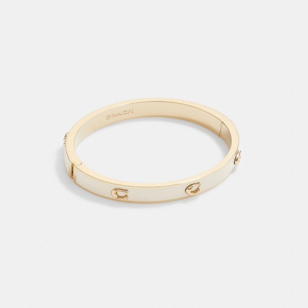 COACH® Pegged Signature Hinged Armbånd Dame Guld | DKTCG563