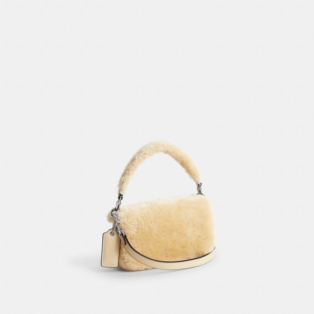 COACH® Pillow Tabby 18 In Shearling Skulder Taske Dame Sølv Hvide | DKPJB194