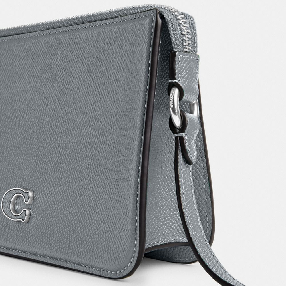 COACH® Pouch With Signature Canvas Håndtaske Dame Grå Blå | DKAHX245