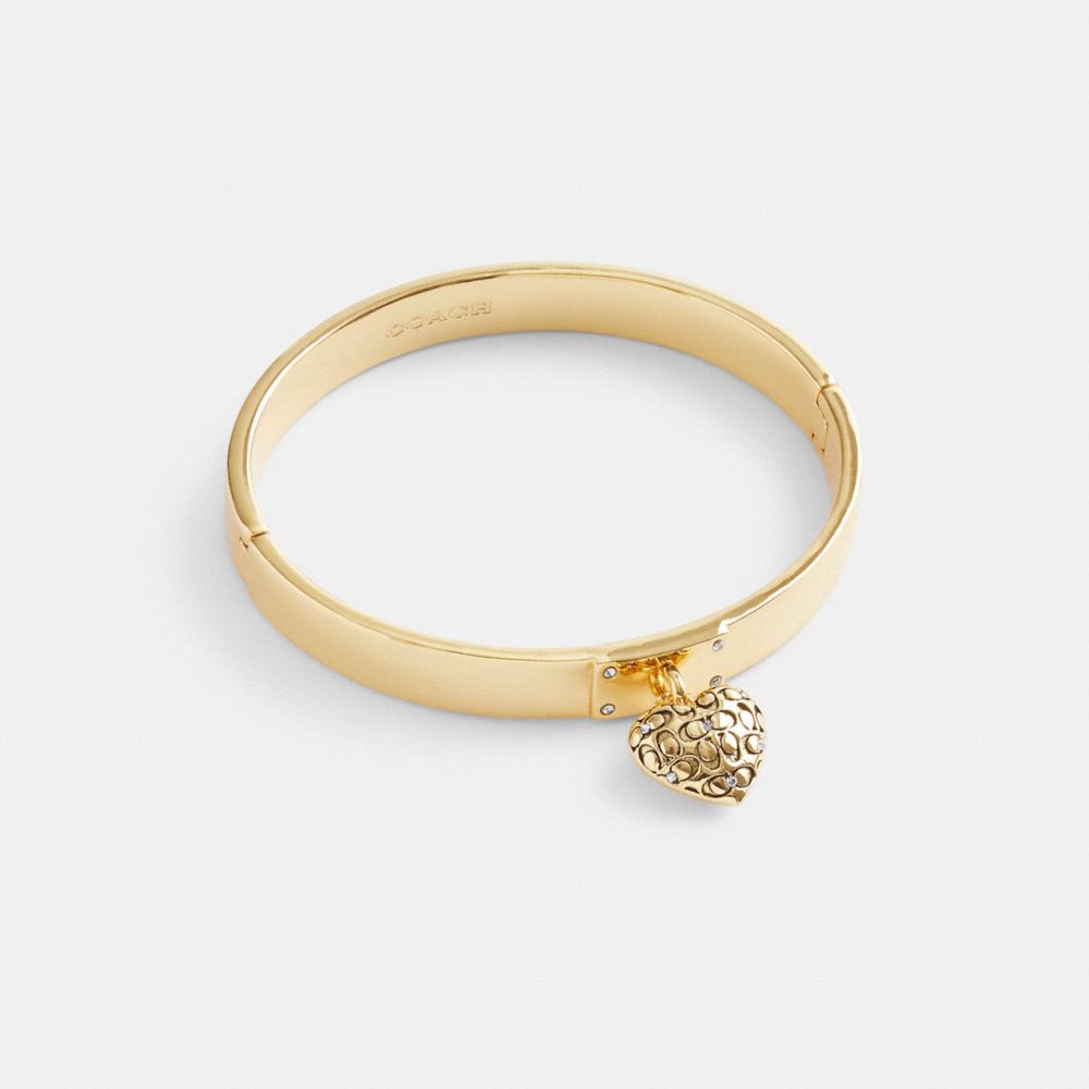 COACH® Quilted Signature Heart Hinged Armbånd Dame Guld | DKYXF562