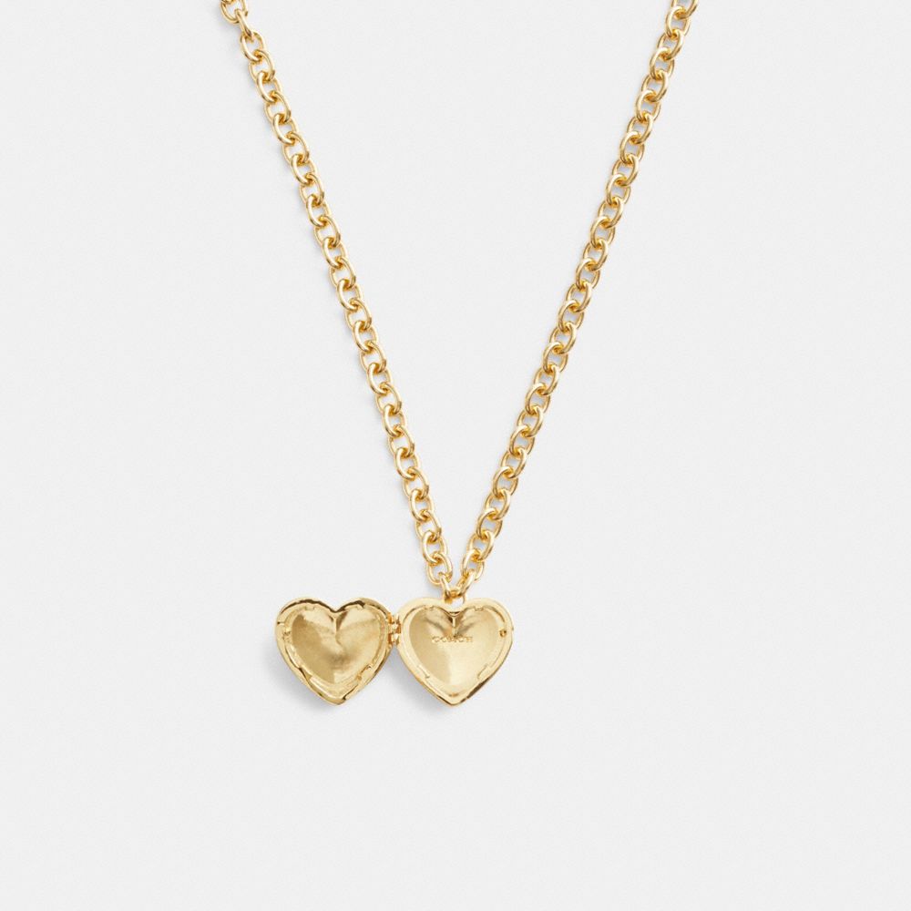 COACH® Quilted Signature Heart Locket Halskæde Dame Guld | DKNWB491