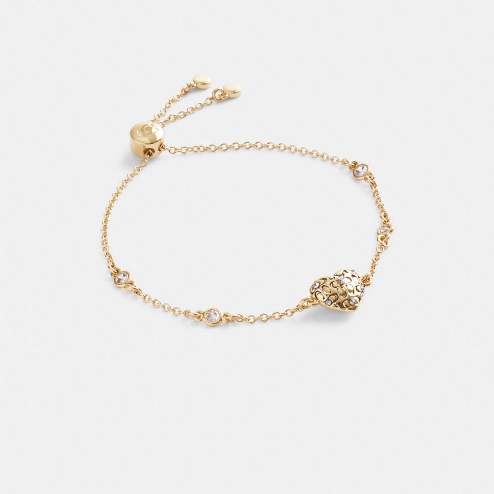 COACH® Quilted Signature Heart Slider Armbånd Dame Guld | DKJPE551