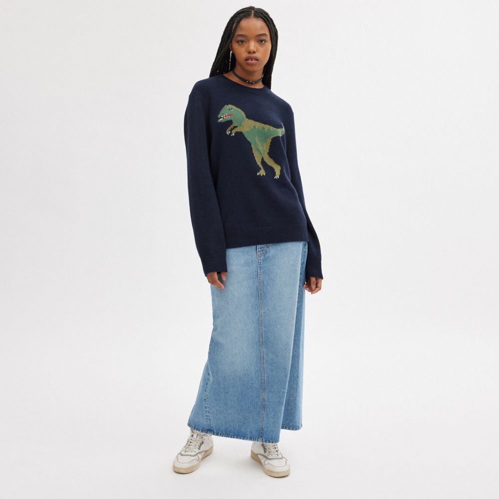 COACH® Rexy Crewneck Sweater Dame Mørkeblå | DKXYB599