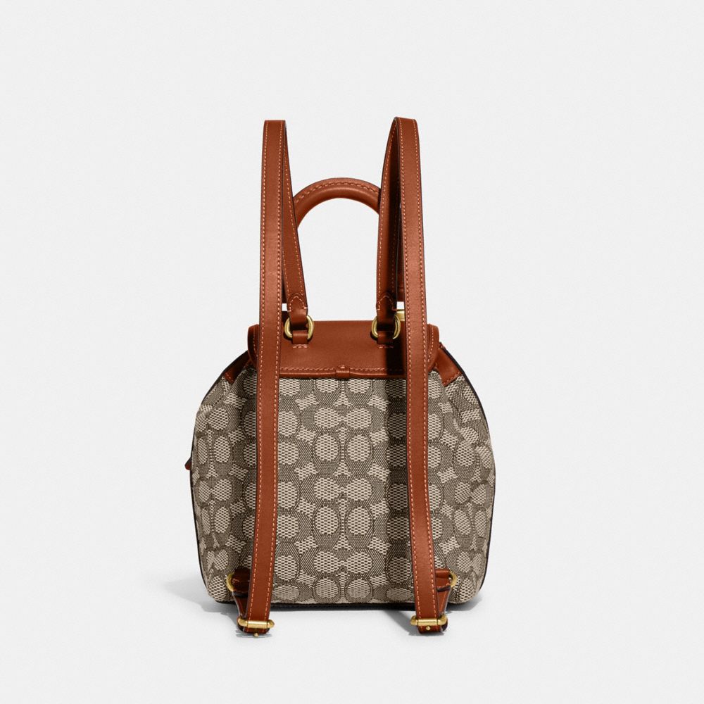 COACH® Riya 21 In Signature Textile Jacquard Rygsæk Dame Brune Grå | DKQMM359