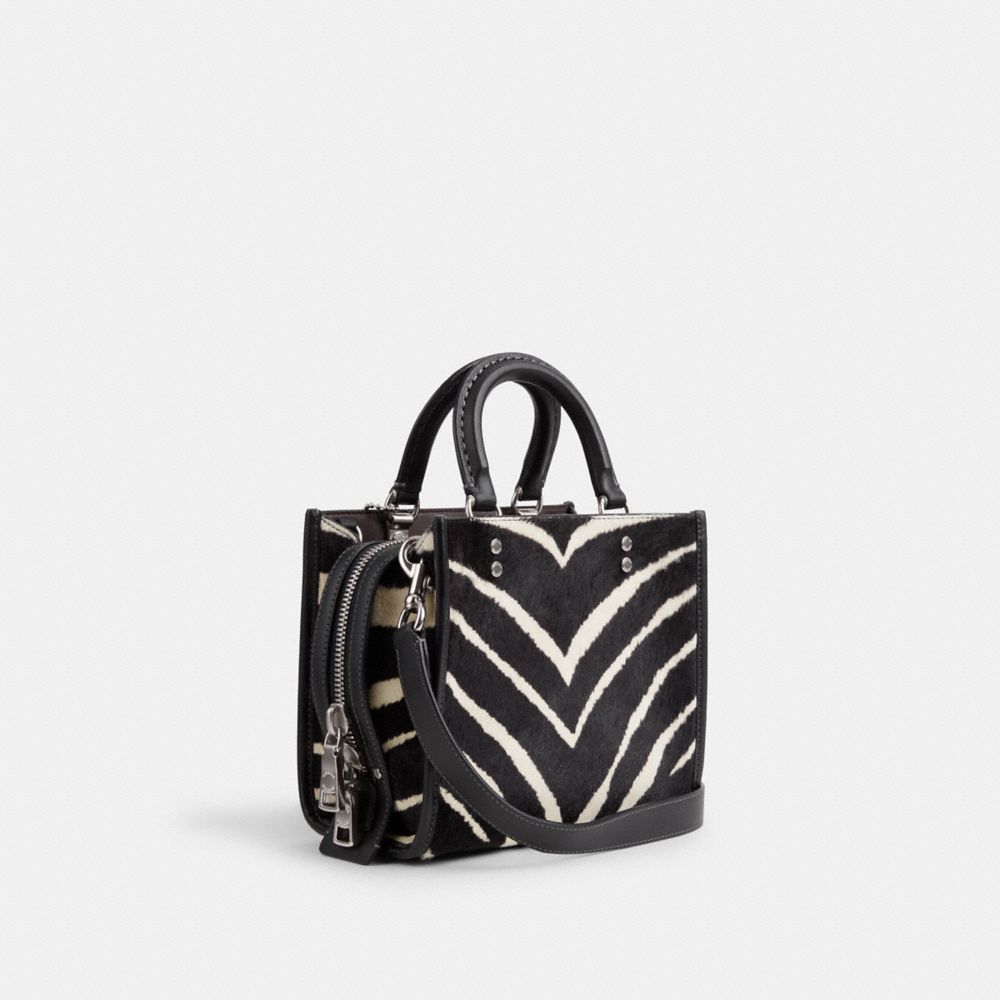 COACH® Rogue 20 In Haircalf With Zebra Print Skulder Taske Dame Sølv | DKSGC192