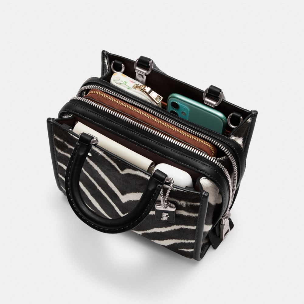 COACH® Rogue 20 In Haircalf With Zebra Print Skulder Taske Dame Sølv | DKSGC192