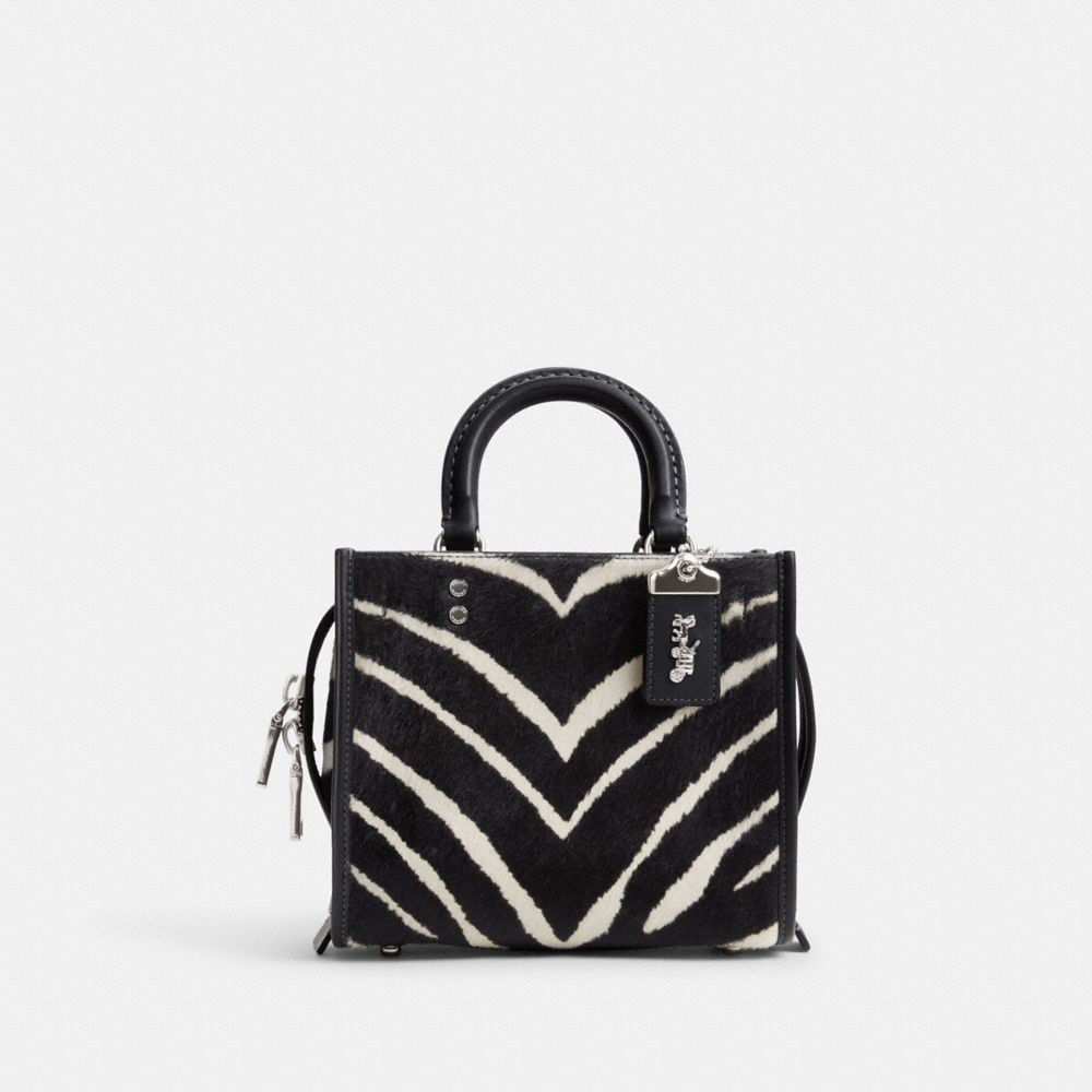 COACH® Rogue 20 In Haircalf With Zebra Print Skulder Taske Dame Sølv | DKSGC192