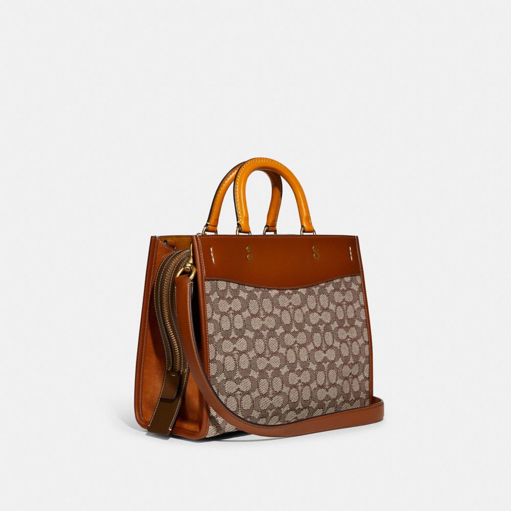 COACH® Rogue In Signature Textile Jacquard Håndtaske Dame Brune Grå | DKZUS236