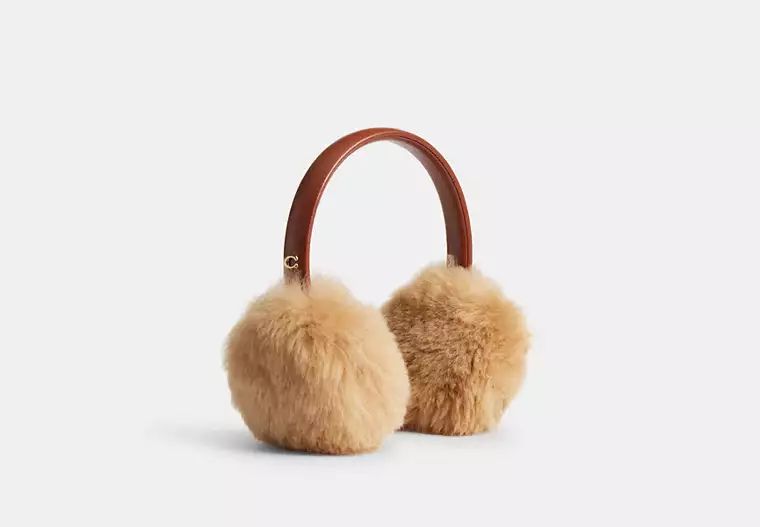 COACH® Shearling Earmuffs Hat Dame Brune | DKNWM439