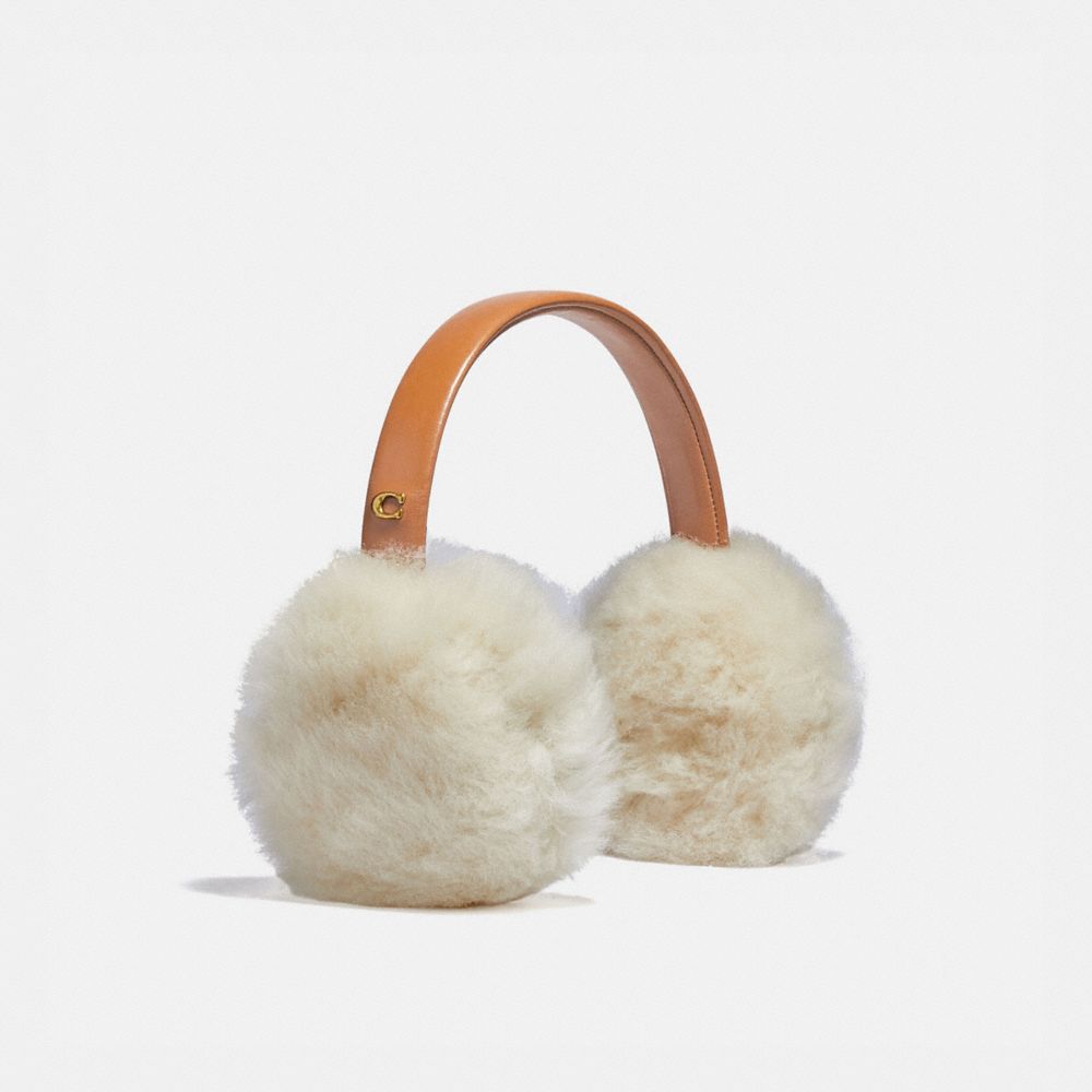 COACH® Shearling Earmuffs Hat Dame Hvide | DKMQN438