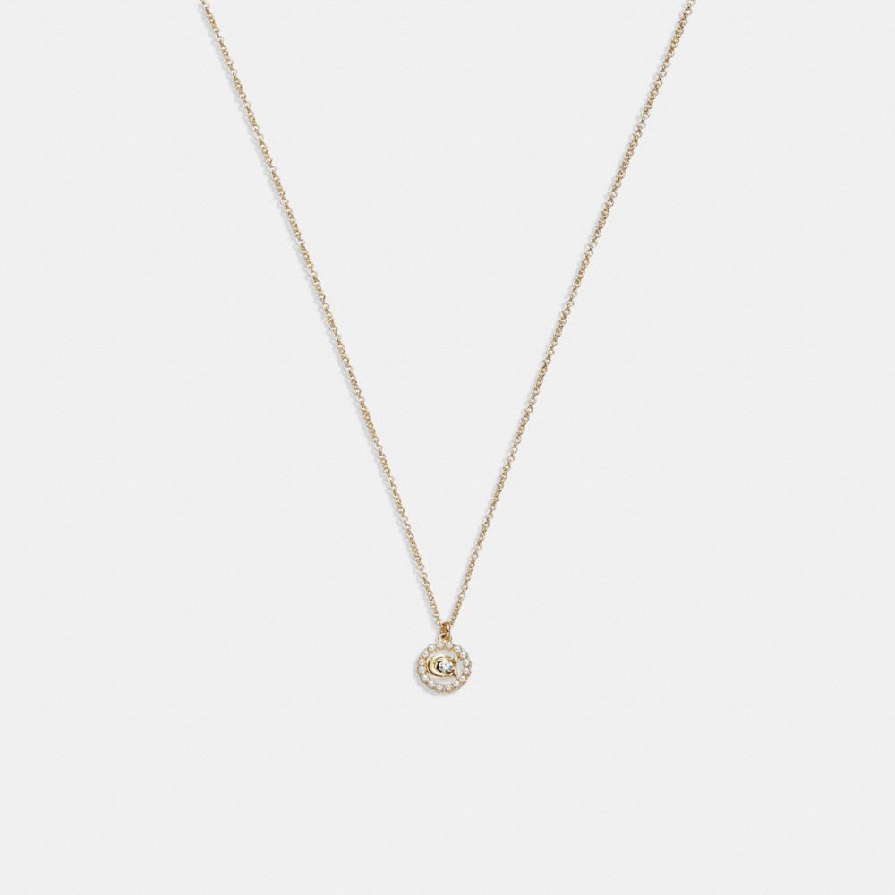 COACH® Signature Crystal Pearl Pendant Halskæde Dame Guld | DKMQC489