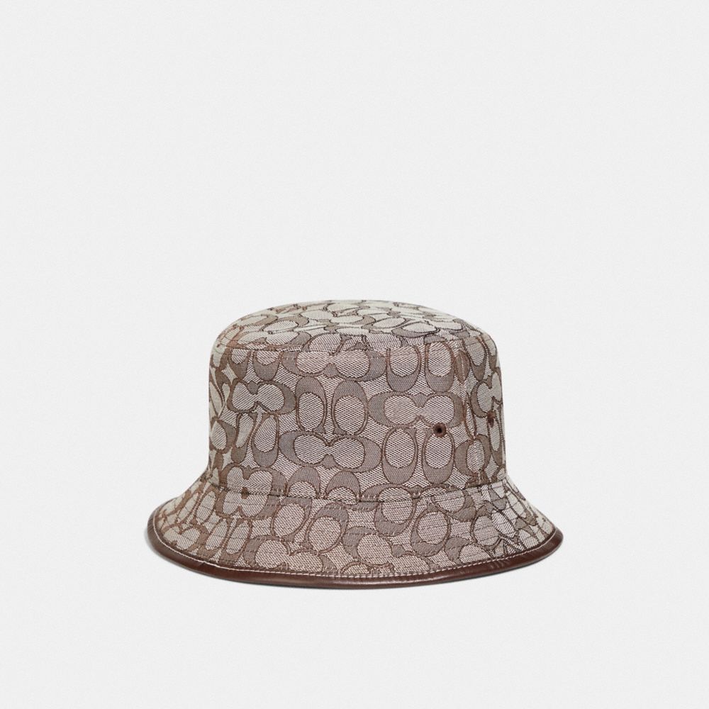 COACH® Signature Jacquard Bucket In Organic Cotton And Recycled Polyester Hat Dame Grå | DKCTZ433